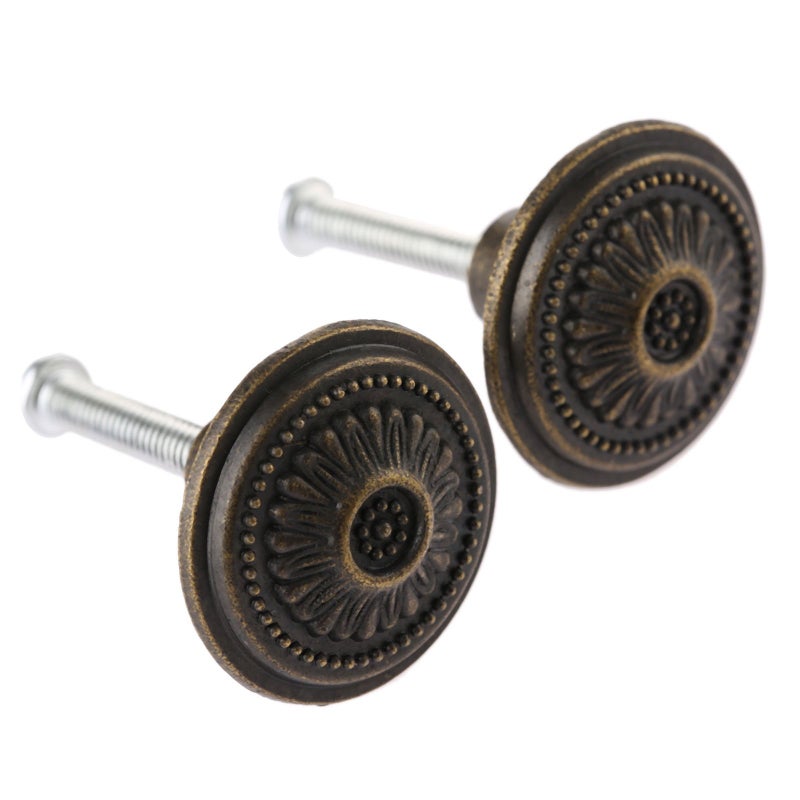 dophee 2Pcs Vintage Farmhouse Style Single Hole Knobs for Cupboard Dresser Door Drawer, Size:(DiaxH) 1.02"x0.67" - Image 1